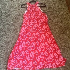 Floral Halter Maxi Dress in Bright Coral Pink